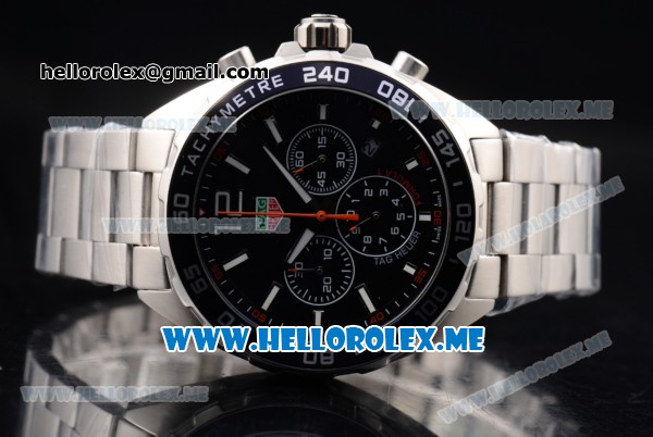 Tag Heuer Formula 1 Chronograph Miyota Quartz Stainless Steel Case/Bracelet with Black Dial and Stick/Arabic Numeral Markers - Click Image to Close